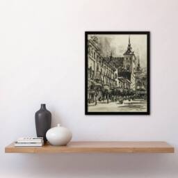 Artery8 Joseph Pennell The Zocodover Toledo Cityscape Drawing Framed Art Print in Grey - Size: A4 - thumbnail 4