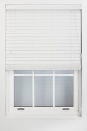 Furnished White Faux Wood Venetian Blind - 50mm Slats String Window Blinds for Home & Office - Size: 230 cm width x 210 cm drop - thumbnail 1