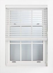 Furnished White Faux Wood Venetian Blind - 50mm Slats String Window Blinds for Home & Office - Size: 230 cm width x 210 cm drop - thumbnail 2