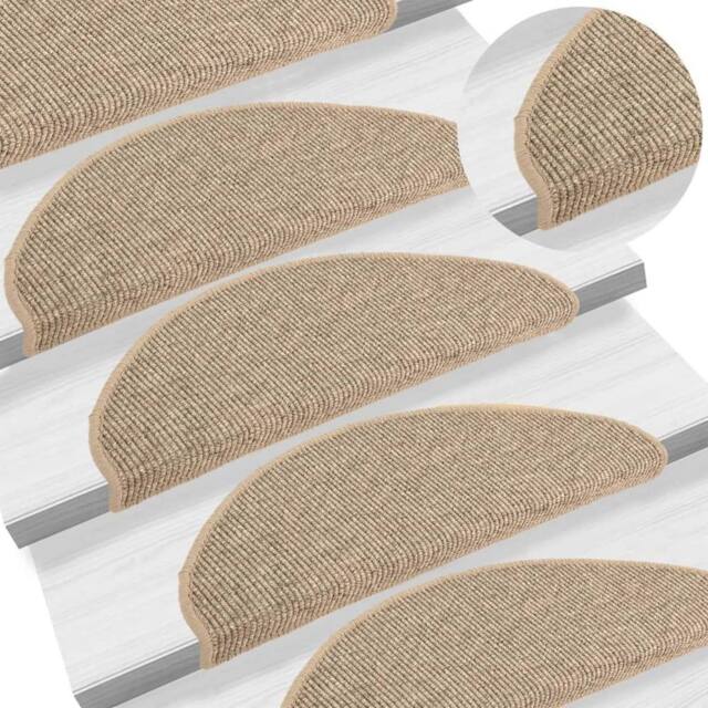 Berkfield Home Stair Mats Self-adhesive 15 pcs Dark Beige 65x21x4 cm - Size: Medium - image 1
