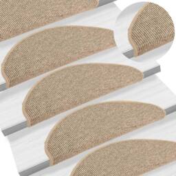 Berkfield Home Stair Mats Self-adhesive 15 pcs Dark Beige 65x21x4 cm - Size: Medium - thumbnail 1
