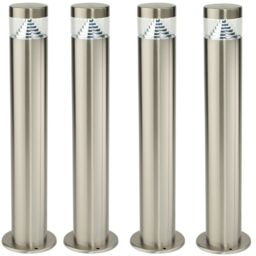 Loops 4 PACK Outdoor Garden Bollard Light Steel Pyramid Cool White LED Lamp Post IP44 in Metallics
