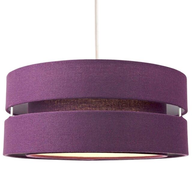 Happy Homewares Contemporary Linen Fabric Triple Tier Ceiling Pendant Light Shade in Purple - Size: 10 inches - image 1