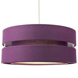 Happy Homewares Contemporary Linen Fabric Triple Tier Ceiling Pendant Light Shade in Purple - Size: 10 inches
