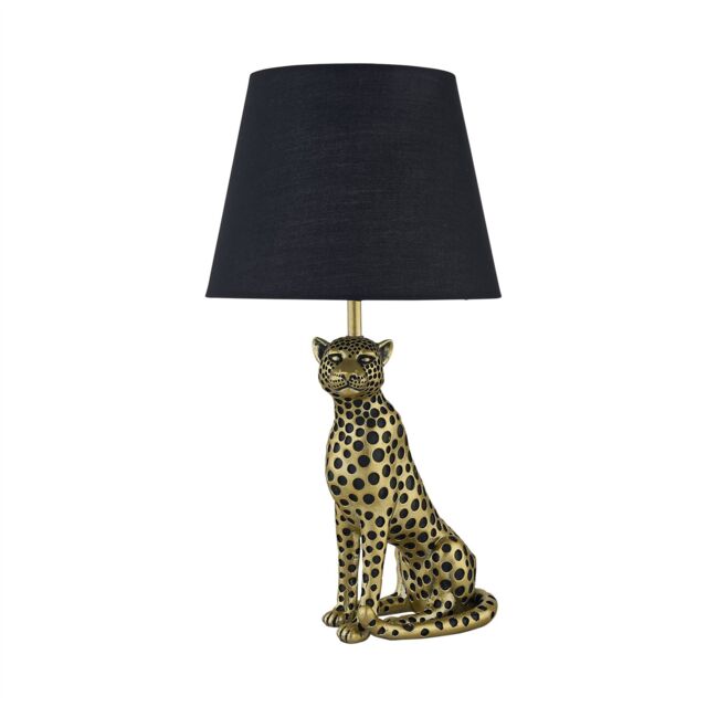 First Choice Lighting Bella - Gold Cheetah Table Lamp with Black Fabric Shade - image 1