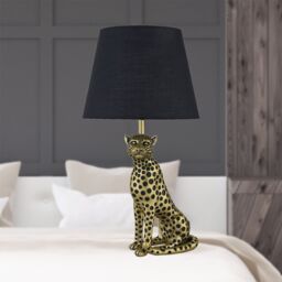 First Choice Lighting Bella - Gold Cheetah Table Lamp with Black Fabric Shade - thumbnail 5