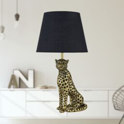 First Choice Lighting Bella - Gold Cheetah Table Lamp with Black Fabric Shade - thumbnail 6