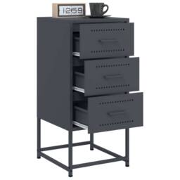 Berkfield Home Durable Bedside Cabinets 2 pcs Anthracite 36x39x78 cm Steel in Charcoal - Size: 36 x 39 x 78 cm - thumbnail 4