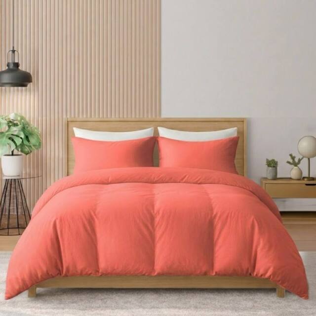 Pamposh 400TC Cotton Sateen Duvet Cover Sets - Smooth & Soft Feel in Coral - Size: Single - image 1