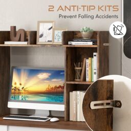 Costway 3-Tier Desk Bookshelf Wooden Home Display Shelf Multipurpose Storage Organizer in Brown - thumbnail 5
