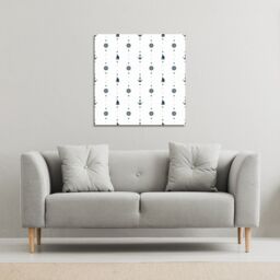 Benjamin Tate Design Anchor, Wheel, Sailboat (Canvas Print) / 101 x 101 x 4cm in Natural - Size: 101 x 101 x 4 cm - thumbnail 1