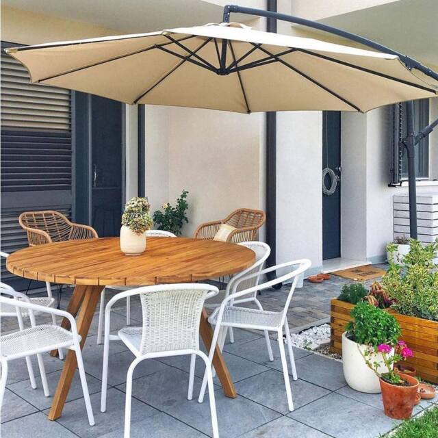 Wyld and Coco Garden Sun Parasol Beige 300 cm Aluminium Weather Resistant - image 1