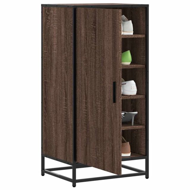 Berkfield Home Shoe Rack Brown Oak 48x38x97.5 cm Engineered Wood - image 1