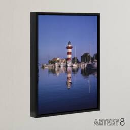 "Artery8 Harbourtown Lighthouse South Carolina Margolies Framed Canvas Wall Art in Blue - Size: W12"" x H16""" - thumbnail 2