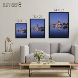"Artery8 Harbourtown Lighthouse South Carolina Margolies Framed Canvas Wall Art in Blue - Size: W12"" x H16""" - thumbnail 4