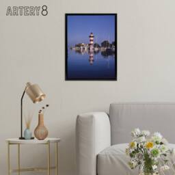 "Artery8 Harbourtown Lighthouse South Carolina Margolies Framed Canvas Wall Art in Blue - Size: W12"" x H16""" - thumbnail 3