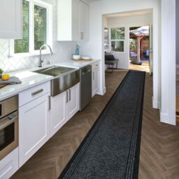 runrug Hallway Carpet Runner Rug - Hardwearing & Durable, 7mm - 'Inca' in Black - Size: 80 cm x 270 cm - thumbnail 4