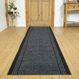 runrug Hallway Carpet Runner Rug - Hardwearing & Durable, 7mm - 'Inca' in Black - Size: 80 cm x 270 cm - thumbnail 6