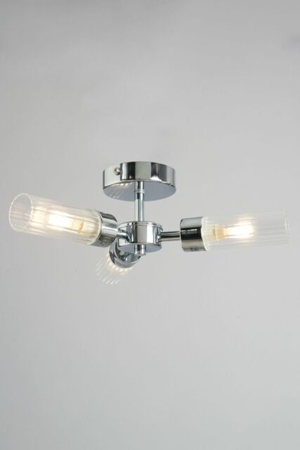 BHS Lighting Kier Black Flush Bathroom Ceiling Light in Silver - image 1