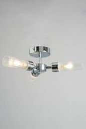 BHS Lighting Kier Black Flush Bathroom Ceiling Light in Silver