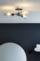 BHS Lighting Kier Black Flush Bathroom Ceiling Light in Silver - thumbnail 4