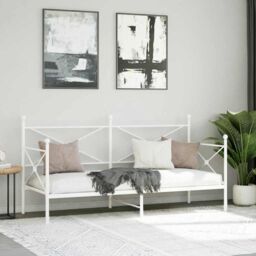 Berkfield Home Day Bed without Mattress White 90x200 cm Steel - thumbnail 3