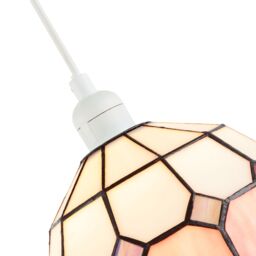Happy Homewares Traditional Soft Pink & Opal White Tiffany Glass Pendant Light Shade - thumbnail 3