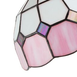 Happy Homewares Traditional Soft Pink & Opal White Tiffany Glass Pendant Light Shade - thumbnail 4