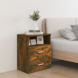 Berkfield Home Bed Cabinets 2 pcs Smoked Oak 50x32x60 cm in Brown - Size: 50 x 32 x 60 cm - thumbnail 2