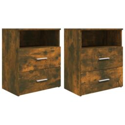 Berkfield Home Bed Cabinets 2 pcs Smoked Oak 50x32x60 cm in Brown - Size: 50 x 32 x 60 cm - thumbnail 1