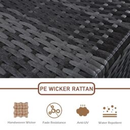 FURNITURE ONE Outdoor Rattan Corner Sofa, 3 Piece L-Shaped Patio Sofa Set with Glass Table in Grey - Size: 1 Pack - thumbnail 4