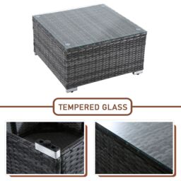 FURNITURE ONE Outdoor Rattan Corner Sofa, 3 Piece L-Shaped Patio Sofa Set with Glass Table in Grey - Size: 1 Pack - thumbnail 6