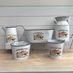 Garden Greatness Pumpkin Patch Zinc Planter Pot - Rustic Autumn Decor in White - Size: 1 Pack - thumbnail 2