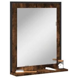 Berkfield Home Bathroom Mirror with Shelf Smoked Oak 50x12x60 cm Engineered Wood in Brown - Size: 50 x 12 x 60 cm