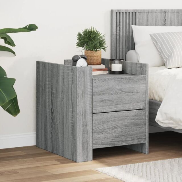 Berkfield Home Bedside Cabinet Grey Sonoma 45x50x50 cm Engineered Wood - Size: 45 x 50 x 50 cm - image 1