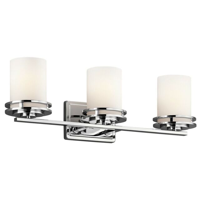 Loops IP44 3 Bulb Wall Light Satin Etched Cased Opal Glass Chrome LED G9 3.5W in Clear