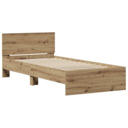Berkfield Home Bed Frame Artisan Oak 90x190 cm Engineered Wood in Brown - thumbnail 2