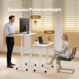 Kelvenix Standing Desk Height Adjustable Office Laptop Workstation in White - Size: 120 cm x 90 cm - thumbnail 3