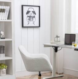 STILVORA White Adjustable Swivel Office Chair with Gold Base - thumbnail 2
