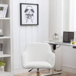 STILVORA White Adjustable Swivel Office Chair with Gold Base - thumbnail 3
