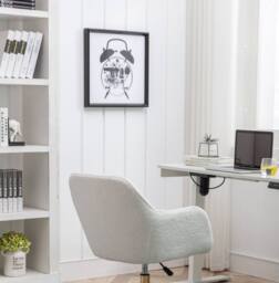 STILVORA White Adjustable Swivel Office Chair with Gold Base - thumbnail 7