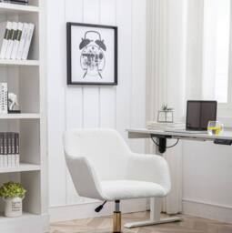 STILVORA White Adjustable Swivel Office Chair with Gold Base - thumbnail 5