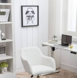 STILVORA White Adjustable Swivel Office Chair with Gold Base - thumbnail 8