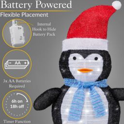 Christow Pop Up LED Christmas Decoration Light Up Penguin Battery Operated - thumbnail 5