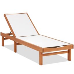 Costway Patio Fabric Chaise Lounge Chair Outdoor 5-Position Adjustable Recliner in White - thumbnail 1