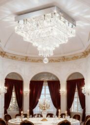 Living and Home 40W LED Double-Layer Crystal Ceiling Light with Droplets in Silver