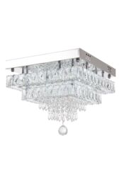 Living and Home 40W LED Double-Layer Crystal Ceiling Light with Droplets in Silver - thumbnail 5