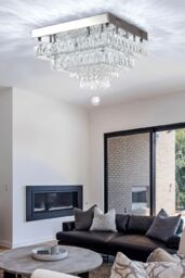 Living and Home 40W LED Double-Layer Crystal Ceiling Light with Droplets in Silver - thumbnail 2