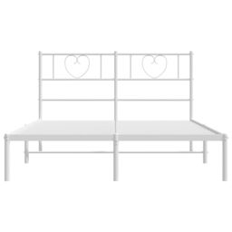 Berkfield Home Metal Bed Frame with Headboard White 140x200 cm - thumbnail 4
