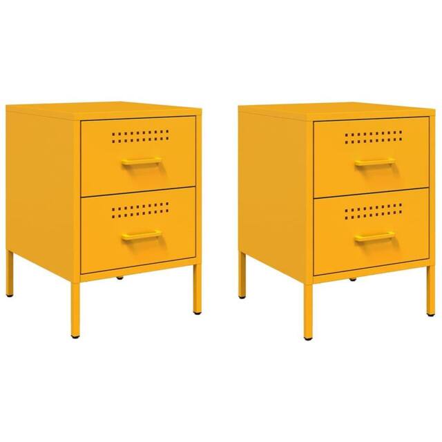 Berkfield Home Bedside Cabinets 2 pcs Mustard Yellow 36x39x50.5 cm Steel - image 1